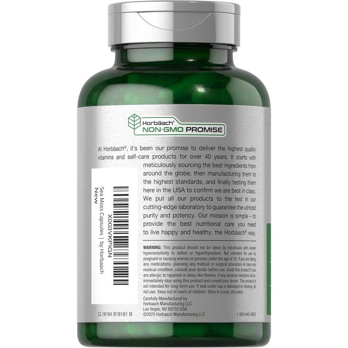 Horbäach Sea Moss Complex Capsules | 120 Count | Complex Formula with Bladderwrack & Burdock Root | Non-Gmo & Gluten Free Supplement