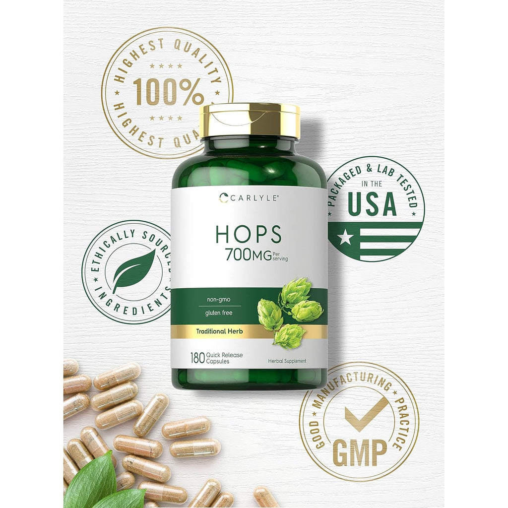 Carlyle Hops Supplement 700Mg | 180 Capsules | Non-Gmo & Gluten Free | Traditional Herb