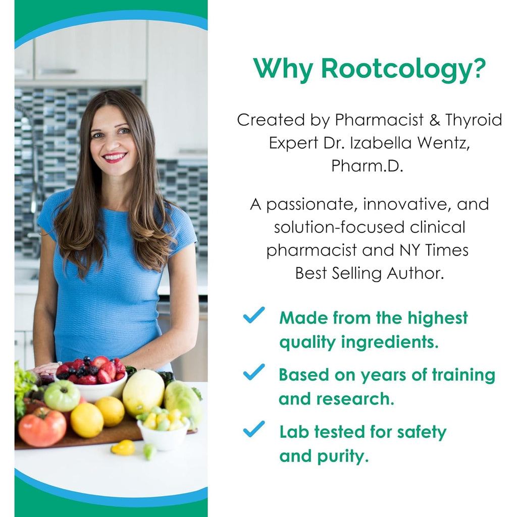 Rootcology by Dr. Izabella Wentz | Adrenal Support | Adaptogenic Herbal Formula with Vitamin B6, Licorice & N-Acetyl-L-Tyrosine | 90 Capsules