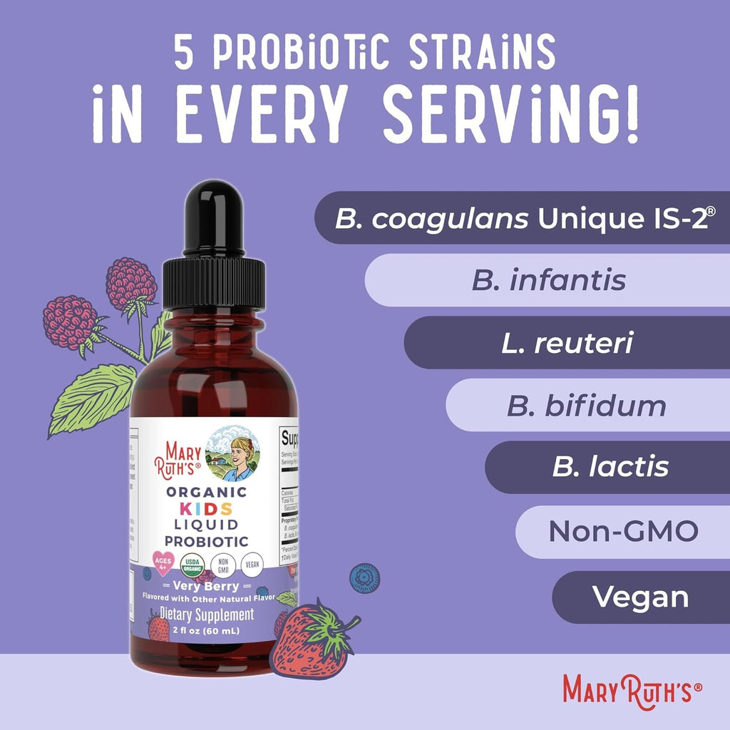MARYRUTH'S Organics Kids Very Berry Liquid Probiotic, 2 FZ