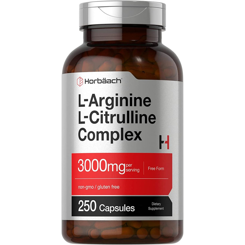 Horbäach L-Arginine L-Citrulline Complex | 3000Mg | 250 Capsules | Non-Gmo, Gluten Free Supplement