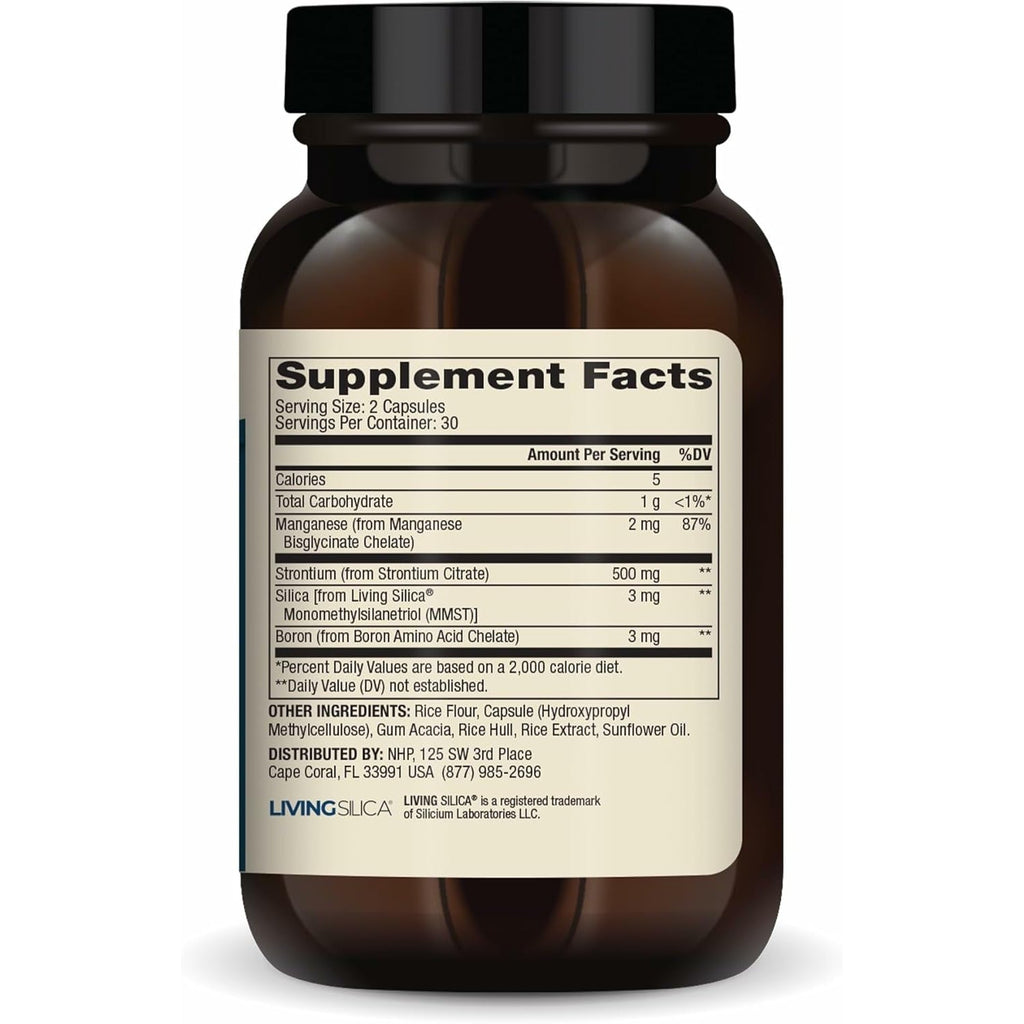 Dr. Mercola Bone Support with Strontium & Boron - Supports Bone Strength - Silica, Manganese & Trace Minerals - Non-Gmo, Gluten-Free & Soy-Free - 60 Capsules (30 Servings)