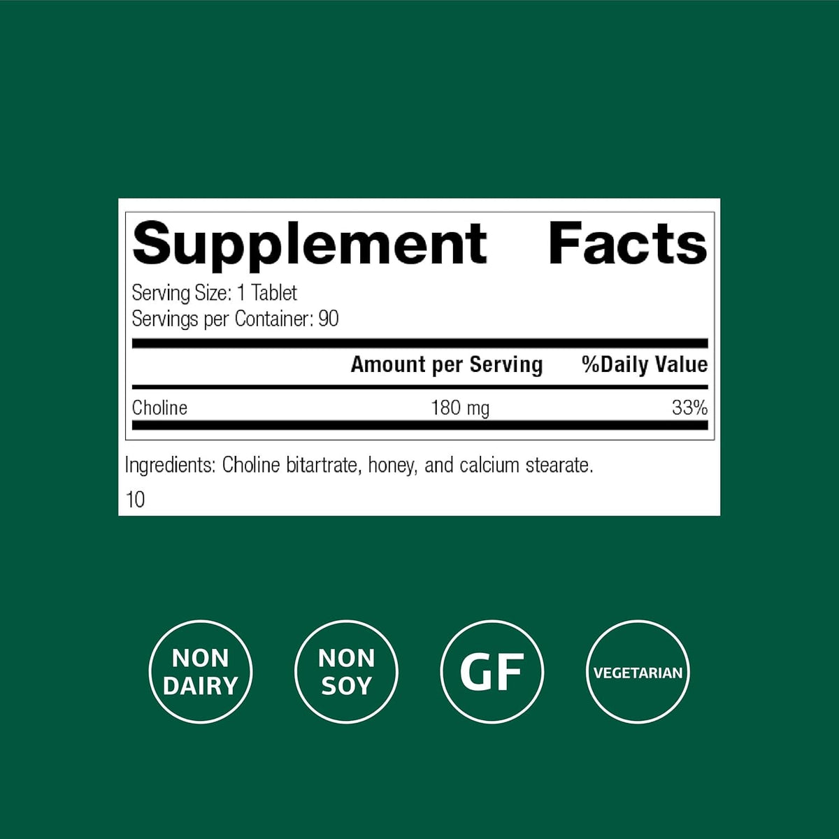 Standard Process Choline - Supports Healthy Fat Metabolism, Liver Health & Nervous System Function - Gluten-Free, Non-Dairy & Vegetarian -180 Mg, 90 Tablets