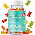 Irish Sea Moss Gummies with Elderberry – USA Made Vegan Gummies with Vitamin C, D & Zinc – Immune Support Supplement with Bladderwrack & Burdock Root for Adults & Kids – 60 Count