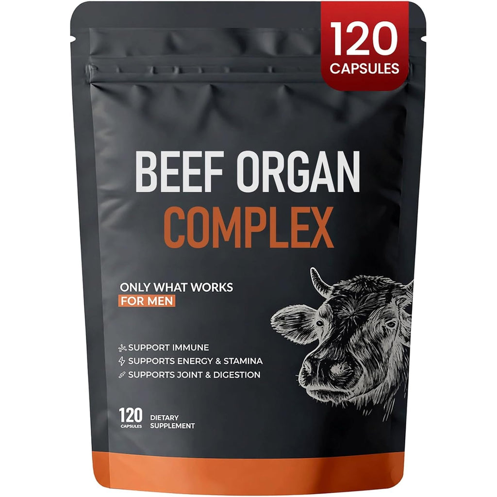 Beef Organ Complex Supplement, 120 Capsules Grass Fed Beef Liver Capsules, Immune Support, Gluten Free, Non-Gmo (1)