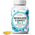 Nutrapep Methylated B-Complex Vitamins - Complete Methyl B Complex Multivitamin with Bioactive B9 5-MTHF B6 B12 - MTHFR Support Supplement for Brain Heart Energy - Vegan Gluten Free Sugar Free