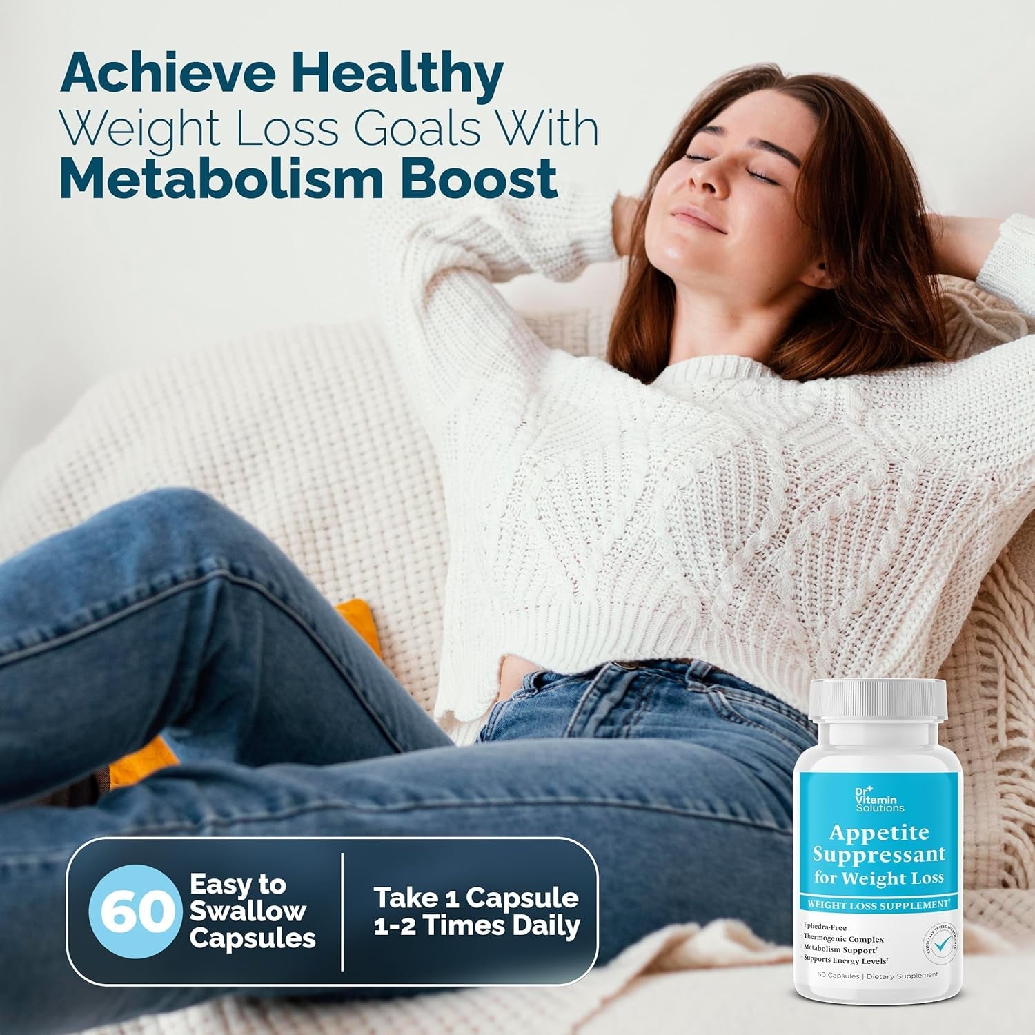 Appetite Suppressant for Weight Loss - Diet Pills for Women W/ Garcinia, Ginger Root, Guarana - Thermogenic Fat Burner & Metabolism Booster for Women & Men | Belly Fat + Energy Support, 60 Caps