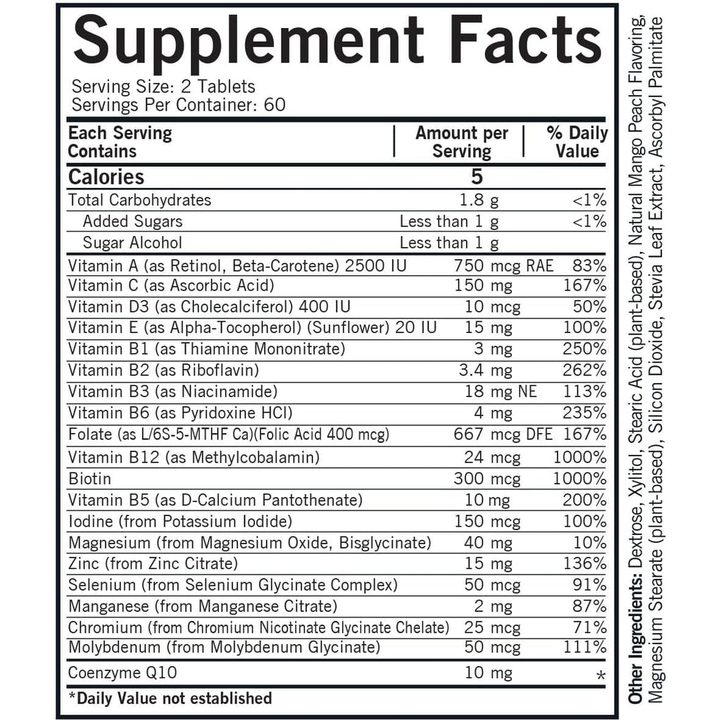 Kirkman - Children'S Multivitamin & Mineral - 120 Capsules - with 5-MTHF - Potent Broad Spectrum Vitamin/Mineral Supplement - Hypoallergenic