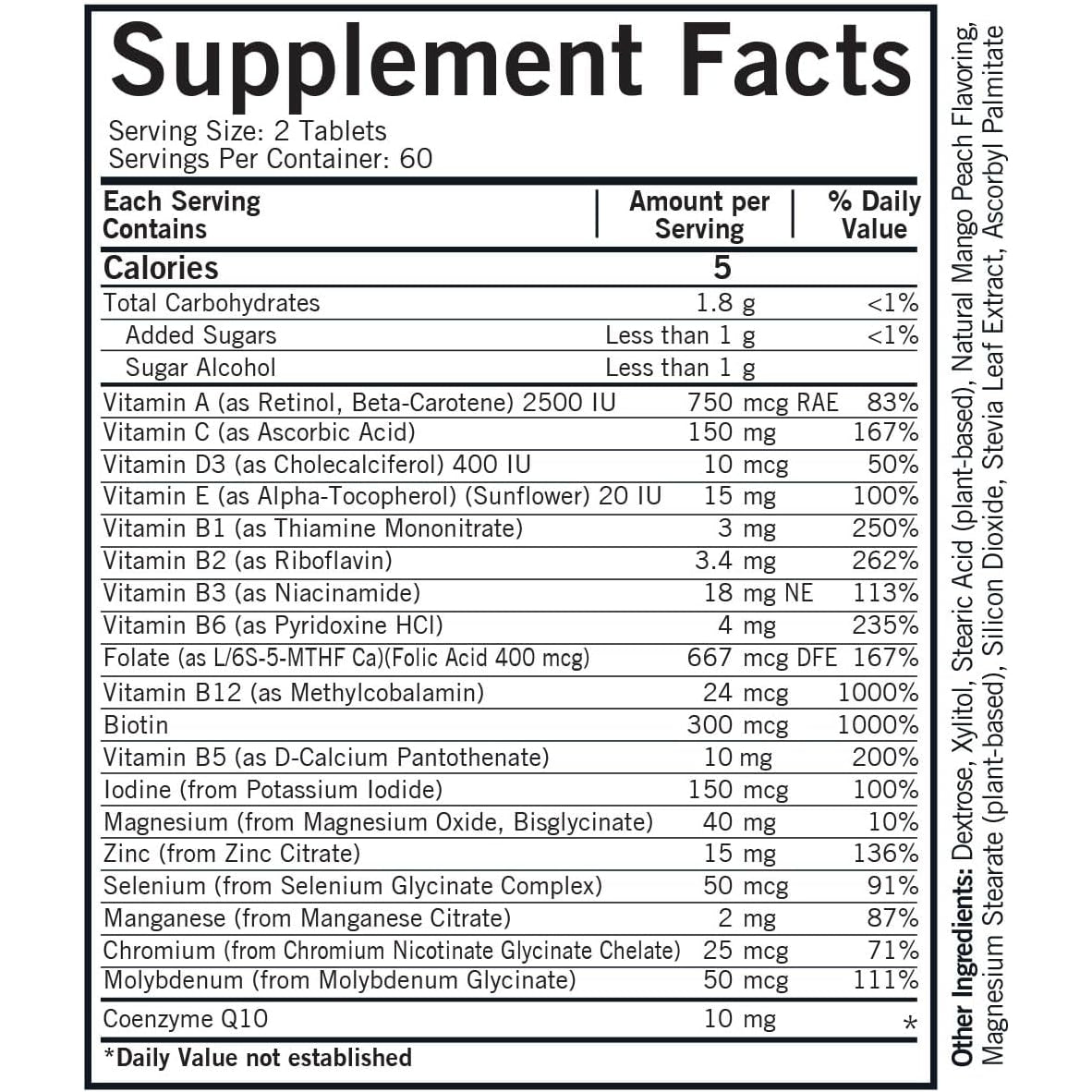 Kirkman - Children'S Multivitamin & Mineral - 120 Capsules - with 5-MTHF - Potent Broad Spectrum Vitamin/Mineral Supplement - Hypoallergenic