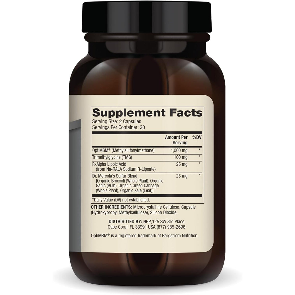 Dr. Mercola MSM Sulfur Complex - Joint Support & Cellular Health - Optimsm - R-Alpha Lipoic Acid - TMG - Organic Sulfur Blend - 60 Capsules (30 Servings)