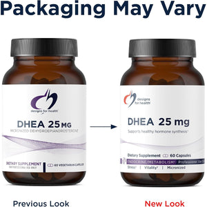 Designs for Health DHEA 25Mg - DHEA Supplement for Men + Women - Supplement to Help Support Healthy Aging, Muscle Integrity, Energy + Hormonal Synthesis - Non-Gmo (60 Capsules)