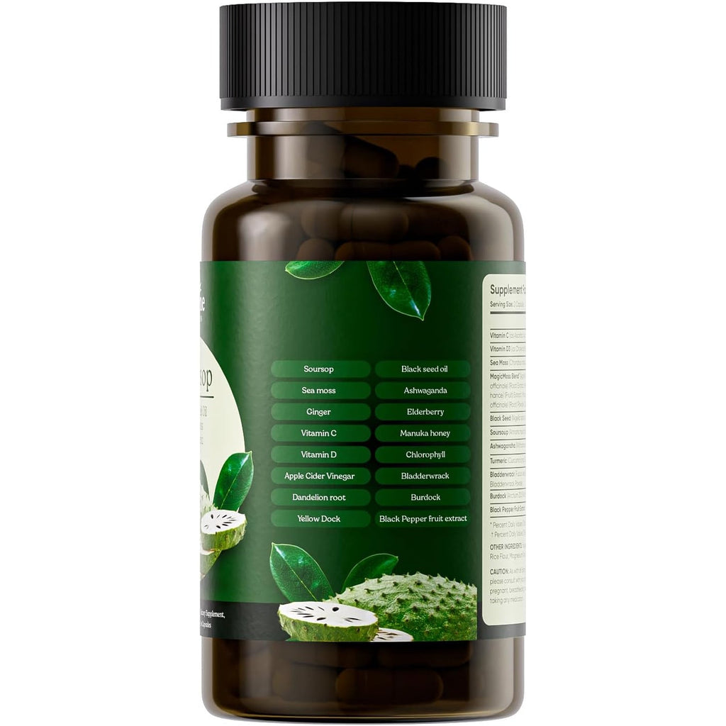 Serene Herbs 17-In-1 Sea Moss Capsules with Irish Seamoss, Black Seed Oil, Ashwagandha, Turmeric & Bladderwrack - Advanced Immunity, Energy & Gut Support - Natural Herbal Supplement - 60 Count