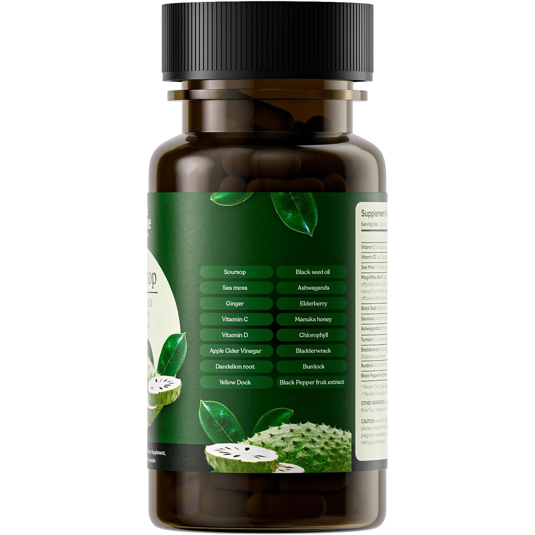 Serene Herbs 17-In-1 Sea Moss Capsules with Irish Seamoss, Black Seed Oil, Ashwagandha, Turmeric & Bladderwrack - Advanced Immunity, Energy & Gut Support - Natural Herbal Supplement - 60 Count