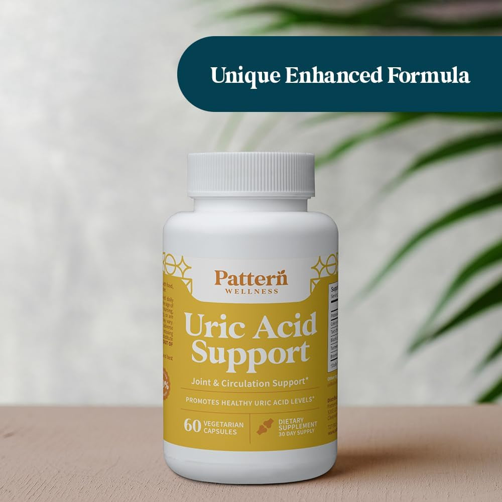 Pattern Wellness Uric Acid Support Supplement – Supports Uric Acid Balance & Joint Wellness – Herbal Formula – 3Rd Party Lab Tested – 60 Veggie Capsules