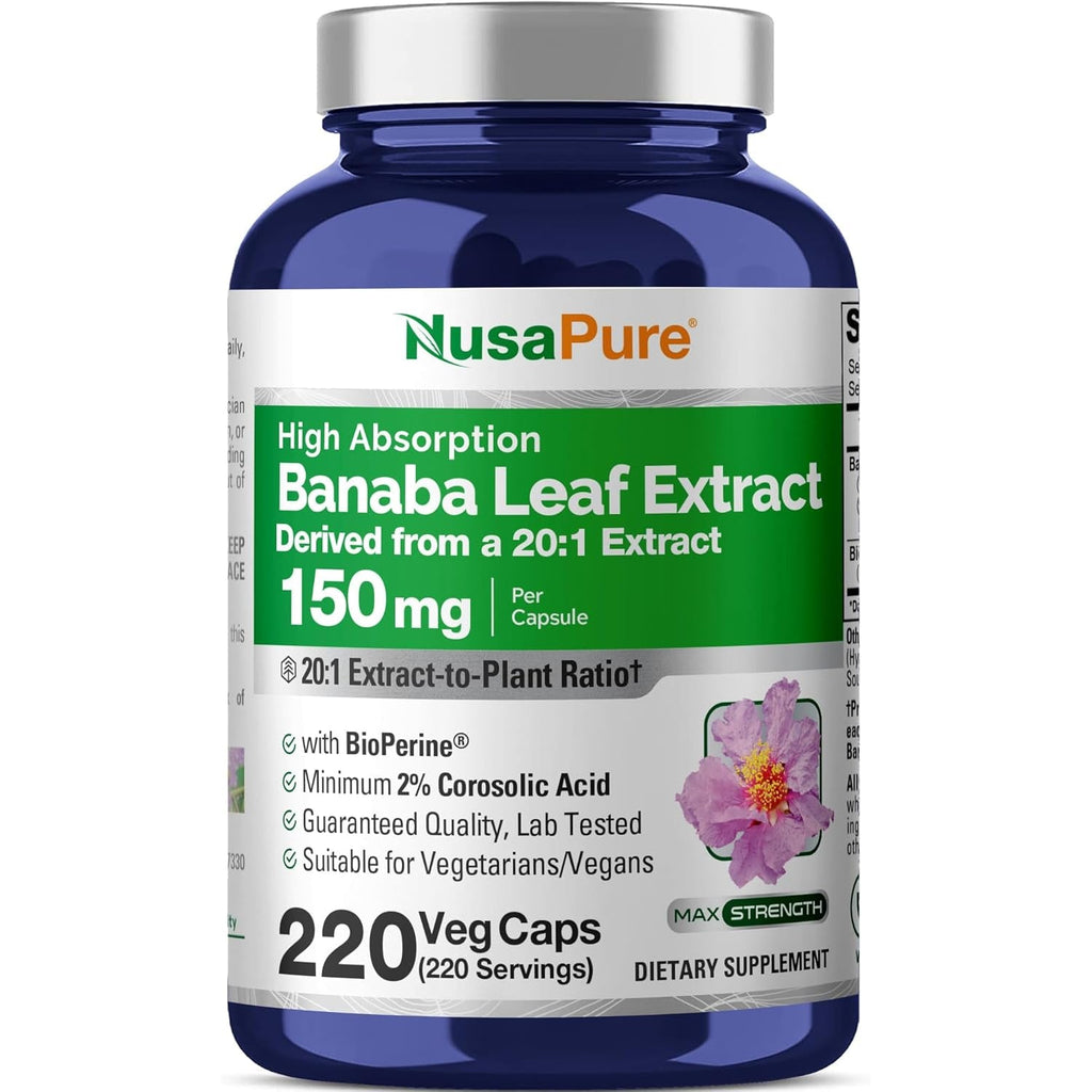 Nusapure Banaba Leaf, 150 Mg, 220 Veg Capsules (Non-Gmo, Vegan)