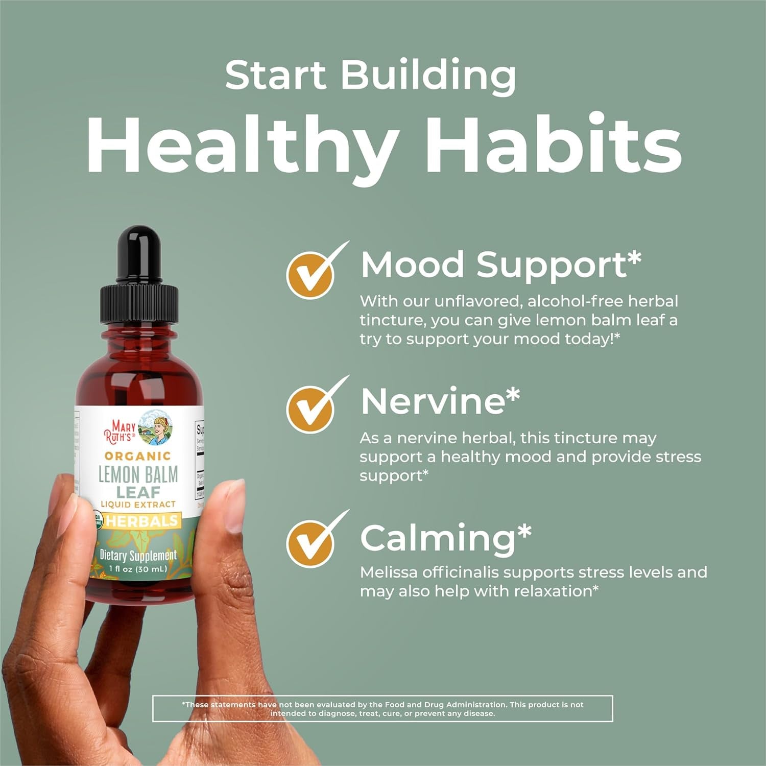 MARYRUTH'S Organics Lemon Balm Leaf Liquid Extract | Mood Support | Relaxation | Calming | Nervine Herbal | Lemon Balm Tincture | USDA Organic | Vegan | Non-Gmo | Gluten Free | 1 Fl Oz