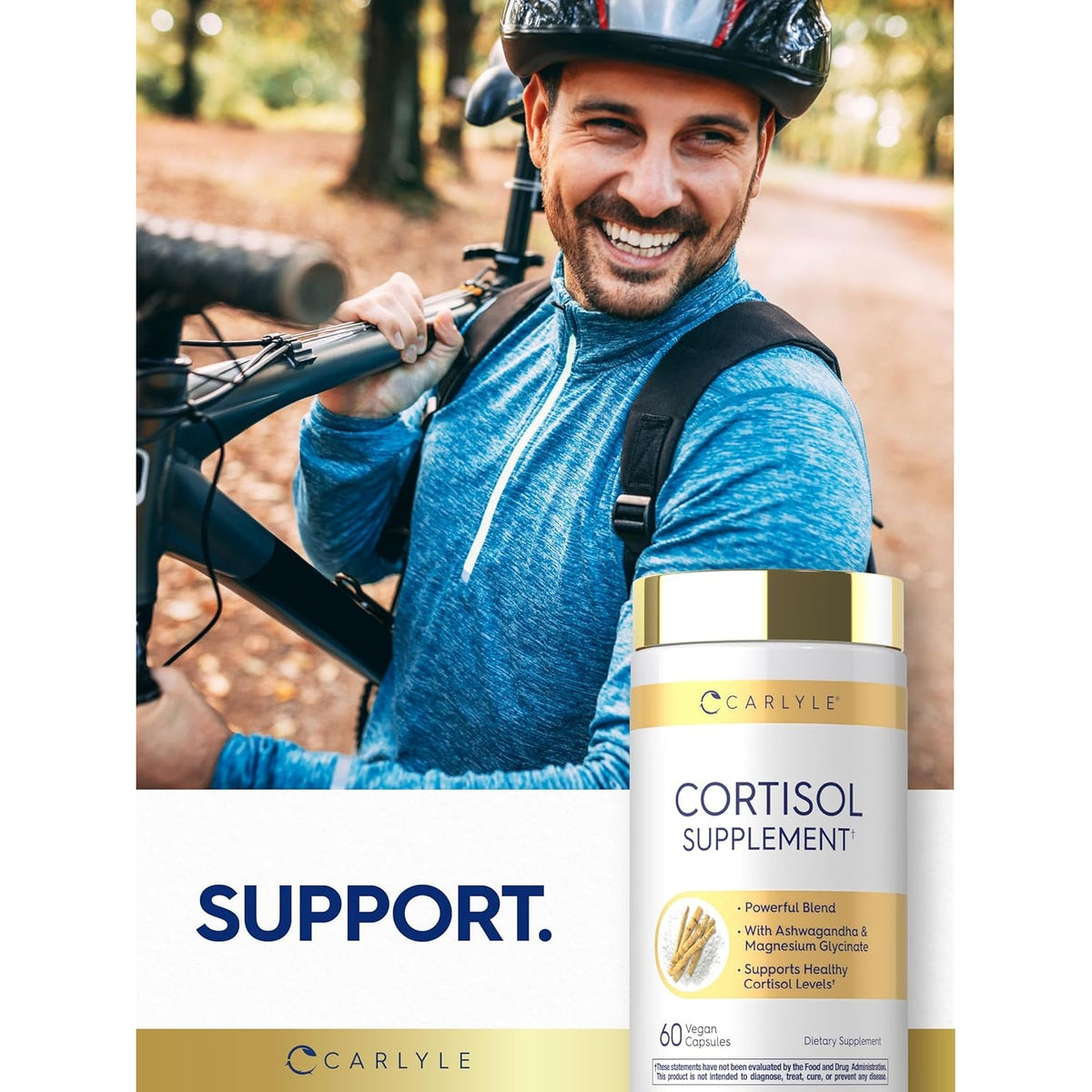Carlyle Cortisol Supplement | 60 Vegan Capsules | Ashwagandha & Magnesium Complex | Non-Gmo, Gluten Free