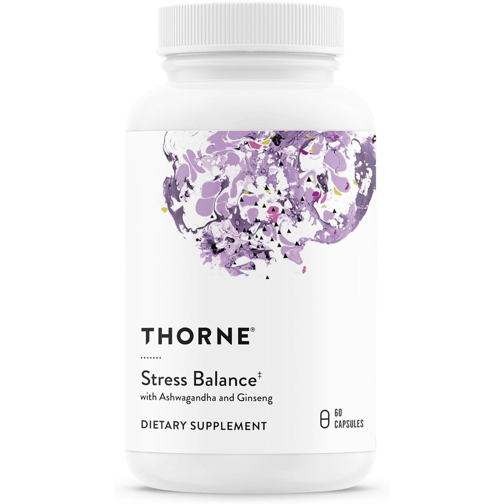 THORNE - Stress Balance - Adrenal Support Supplement with B Vitamins, Vitamin C, Ashwagandha, Ginseng & Zinc* - Third-Party Certified - Gluten, Dairy & Soy-Free - 60 Capsules