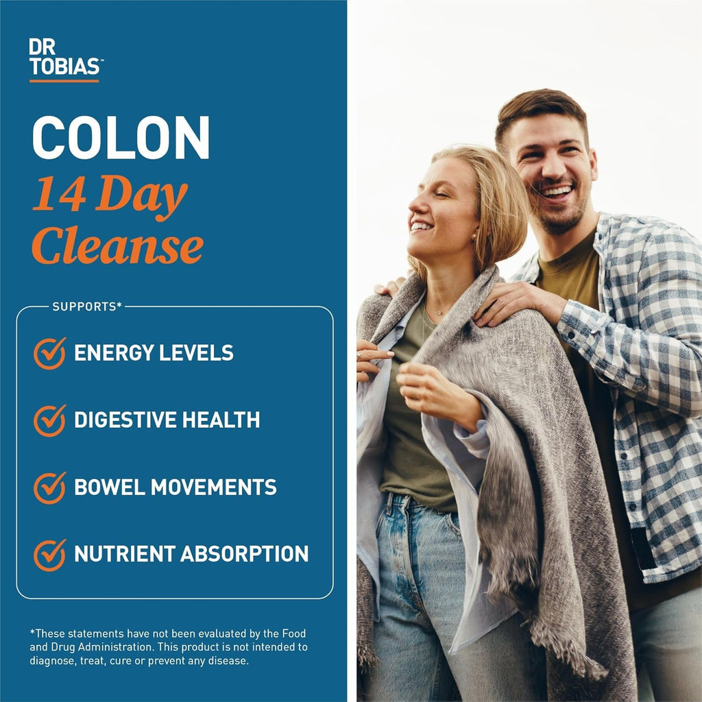 Dr. Tobias Colon Cleanse - Constipation Relief & Gut Health Support for Women & Men | 14 Day Colon Cleanser for a Gentle Colon Detox & Gut Flush - 28 Capsules (1-2 Daily)
