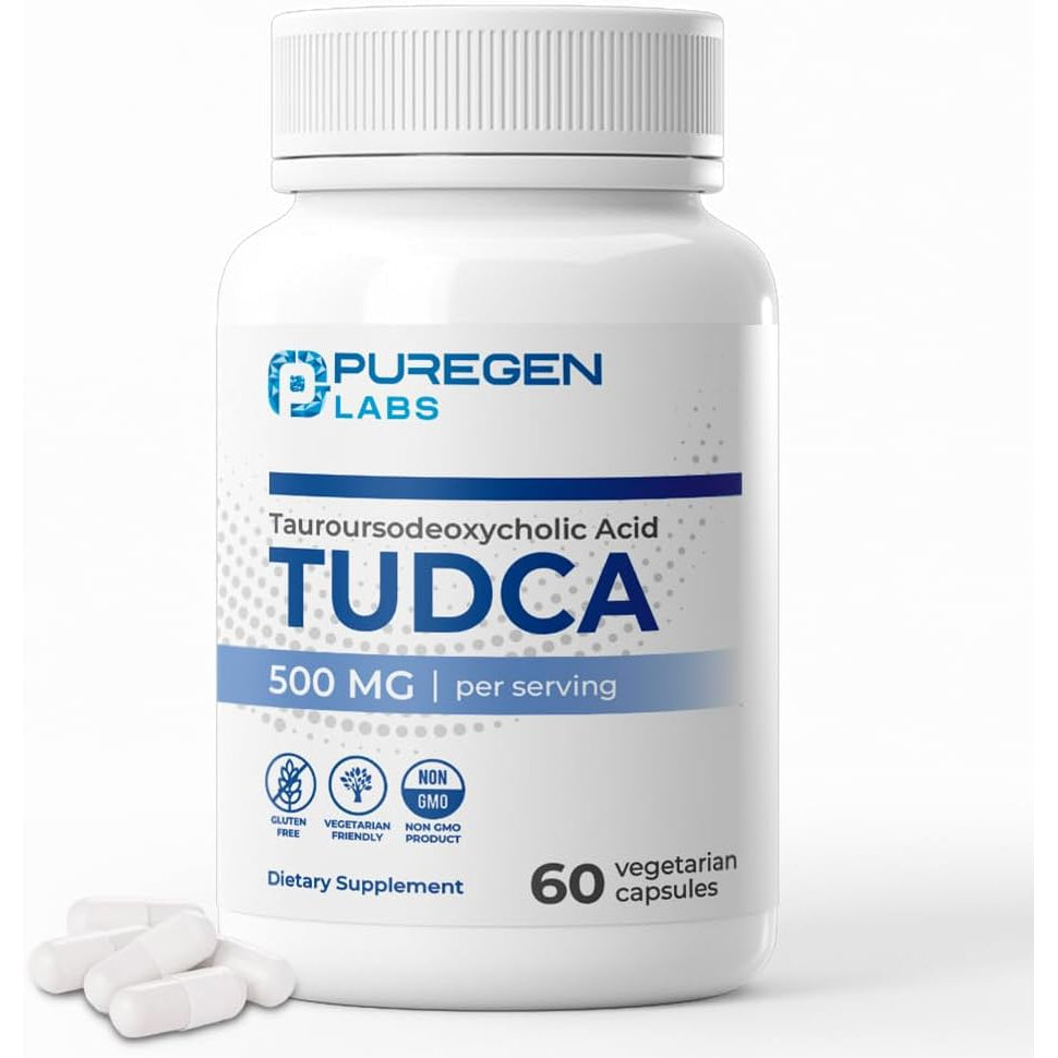 Puregen Labs TUDCA (Tauroursodeoxycholic Acid) 500Mg per Serving, Bile Salts Liver Supplement | No Harmful Additives | Non-Gmo | Gluten Free - 60 Vegetarian Capsules