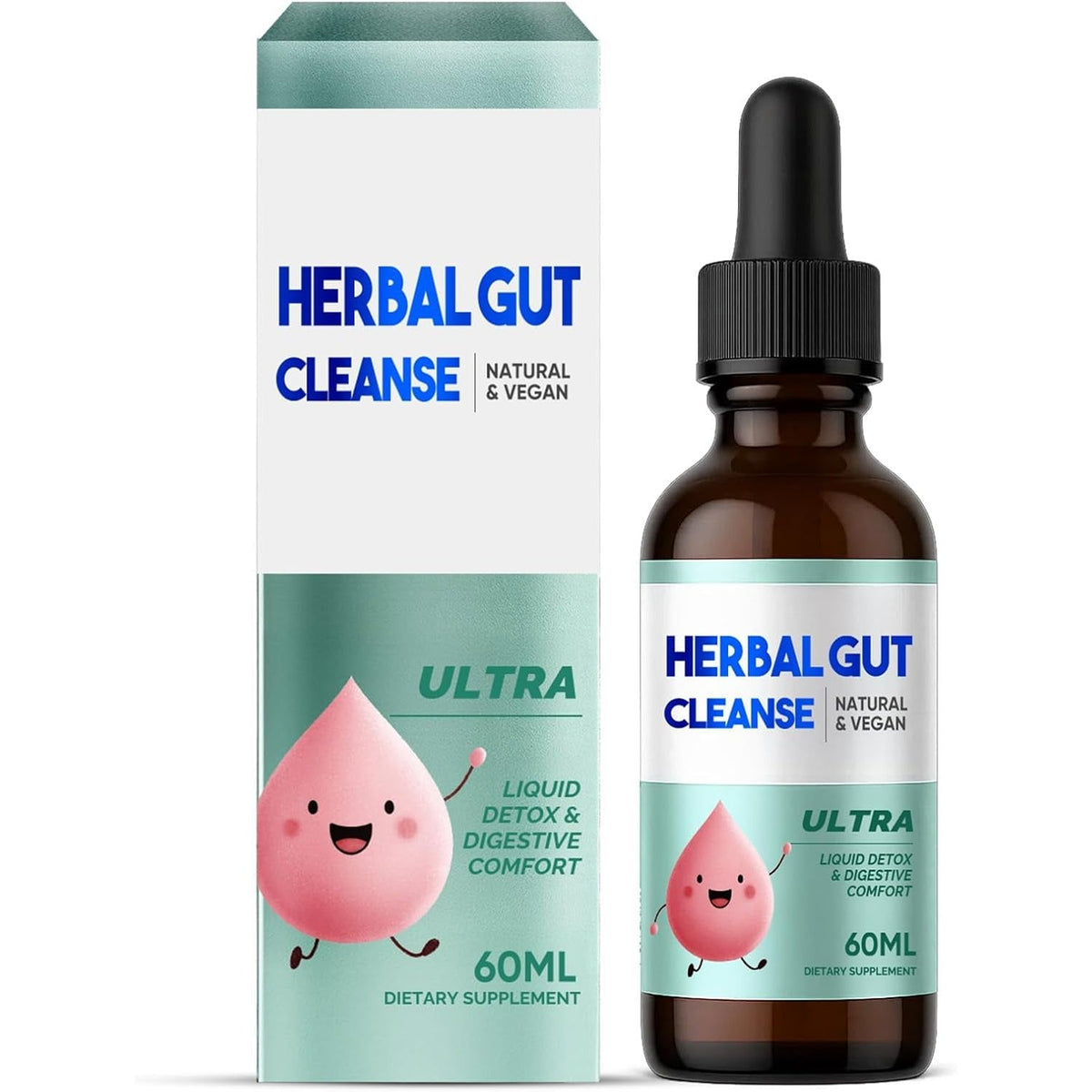 Kids Herbal Gut Cleanse Drops, Parasite Cleanse for Humans Liquid with Wormwood, Black Walnut & Probiotics, Supports Digestive & Overall Gut Health for Children (2 Oz)