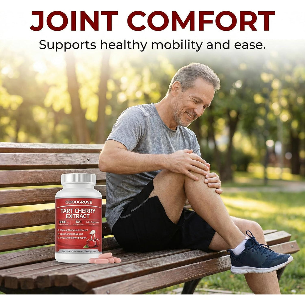Good Grove Tart Cherry Extract Capsules, Goodgrove Tart Cherry Extract Supplement | 10:1 Extract, 3600Mg Strength | Supports Joint Comfort, 60 Count (1)