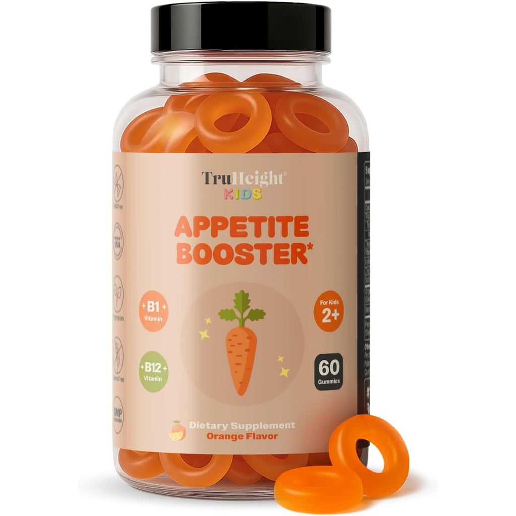 Truheight Kids Appetite Booster Gummies (Orange, Ages 2+) All Natural Toddler & Kids Appetite Stimulant to Eat More - Weight Gain Supplements - Vitamins for Underweight Children - Picky Eater Vitamin