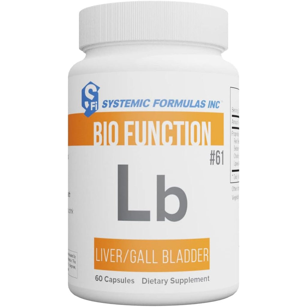 Systemic Formulas Lb – Liver/Gall Bladder 60 Capsules Bio Function #61. Liver + Gall Bladder Support, Portal Duct Function Supplement. Contains Red Beet Root Powder.