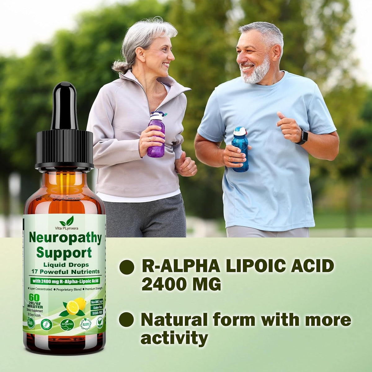 Neuropathy Supplements Liquid Drops, Advance 17-In-1 Stabilized R-Alpha Lipoic Acid (R-ALA) W. Acetyl L-Carnitine Vitamin B-Complex Magnesium, High Potency R-Lipoic Acid for Nerve Antioxidant Energy