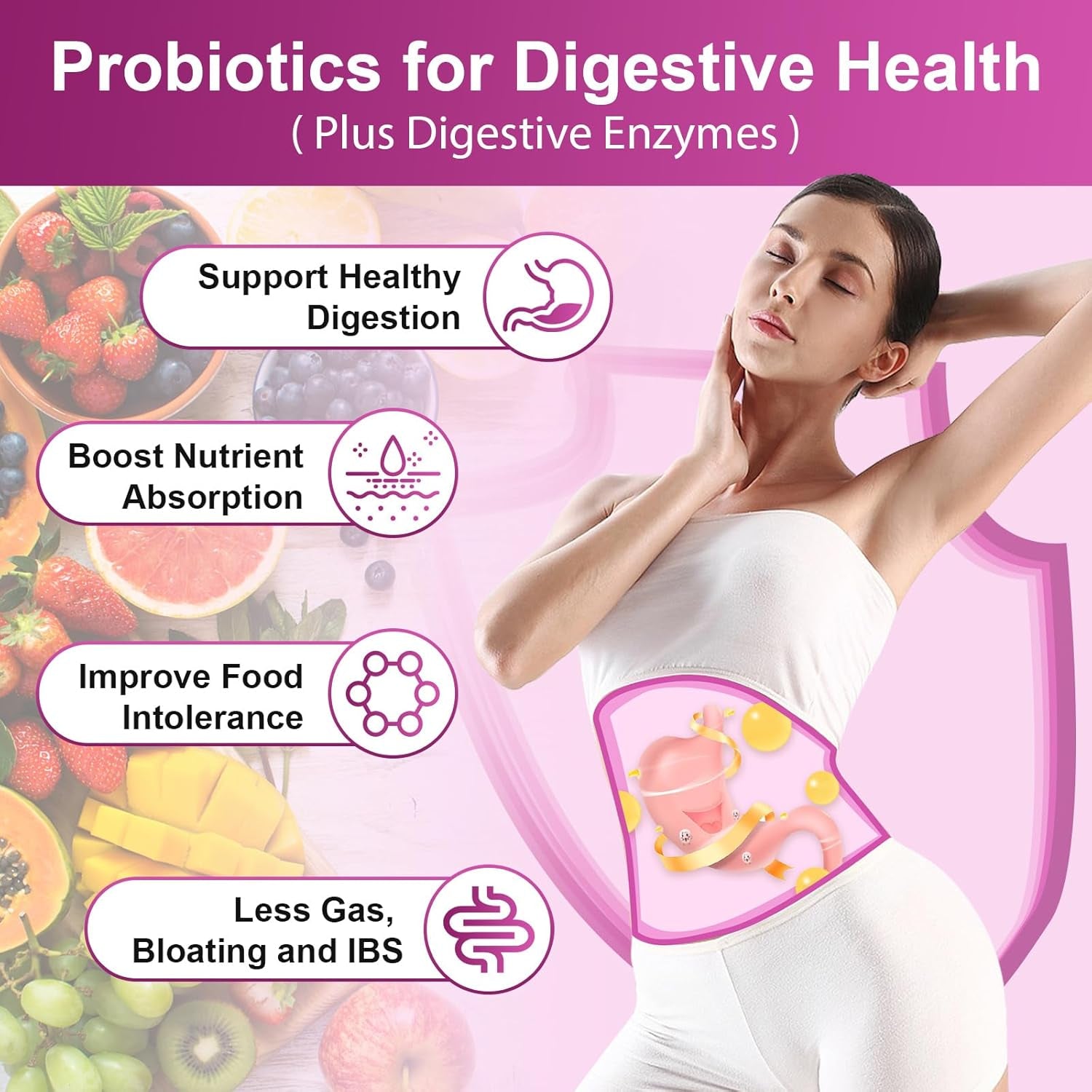 NATURE TARGET Probiotics for Women, 100 Billion Cfus Probiotic with Digestive Enzymes & Prebiotics, Vaginal Probiotics with Cranberry for Urinary Tract Health, Ph Balance, 90 Veggie Capsules