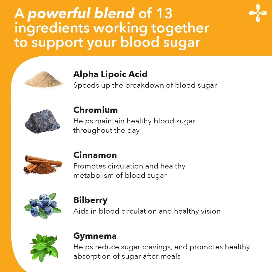 Lifeseasons GS Stabili-T - Blood Sugar Support Supplement - Healthy Circulation & Vision - Maintain Normal Levels - Chromium Cinnamon Gymnema Bilberry & Alpha Lipoic Acid - 90 Capsules