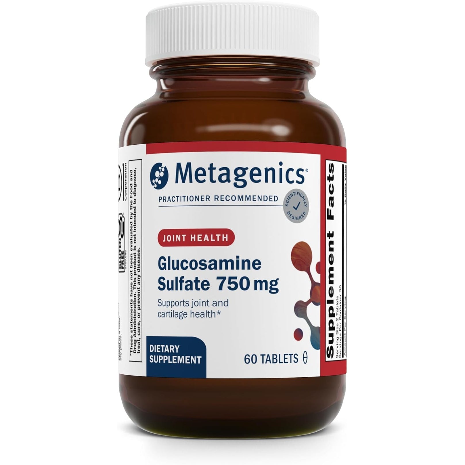 Metagenics Glucosamine Sulfate - Joint Health & Mobility Support* - 1500 Mg Glucosamine Sulfate per Serving - Supports Cartilage Integrity & Flexibility* - Non‑Gmo, Gluten‑Free - 90 Tablets