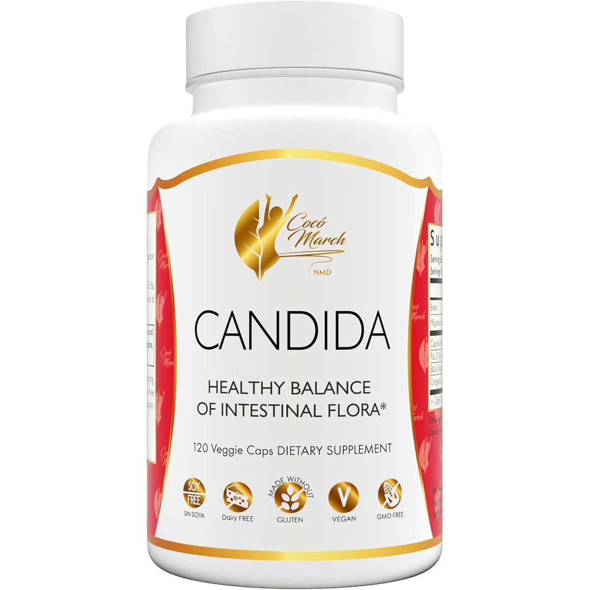 Cocó March N.M.D Candida Cleanse – 30 Day Herbal Detox Cleansing with Digestive Enzymes for Gut Health & Immune Support – Gluten Free, Vegan, Non-Gmo, Dairy Free, Soy Free – 120 Veggie Caps