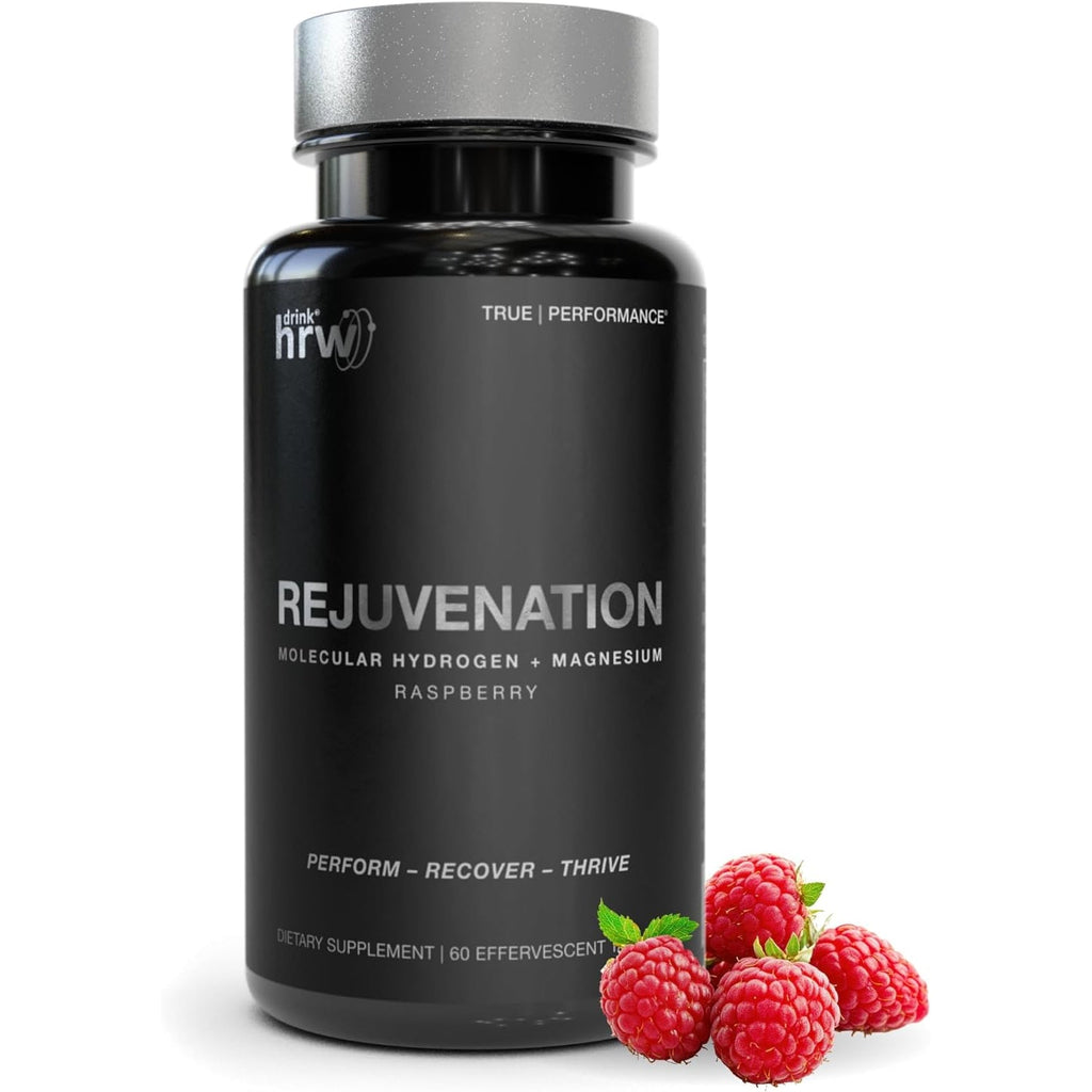 DRINK HRW Rejuvenation Molecular Hydrogen Water Tablets: 12 Ppm H2, Patented, USA Made, Ihsa-Certified Hydrogen & Magnesium Supplement. Supports Energy, Recovery, Cognitive Function (Raspberry, 60 Ct)