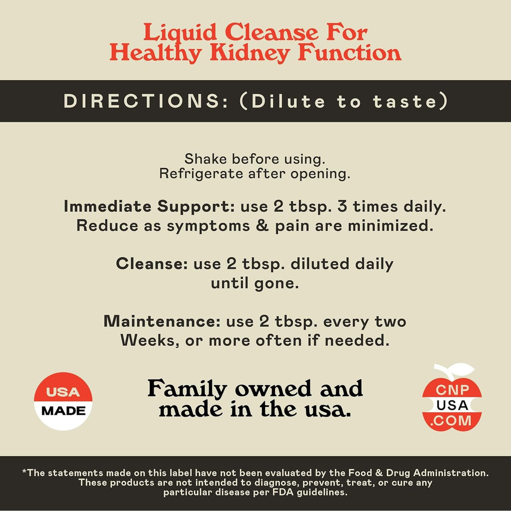 Complete Natural Products Kidney Complete - 8Oz Organic Liquid for Kidney Support, Cleanse, and Detox with Apple Cider Vinegar, Lemon, & Organic Chanca Piedra.