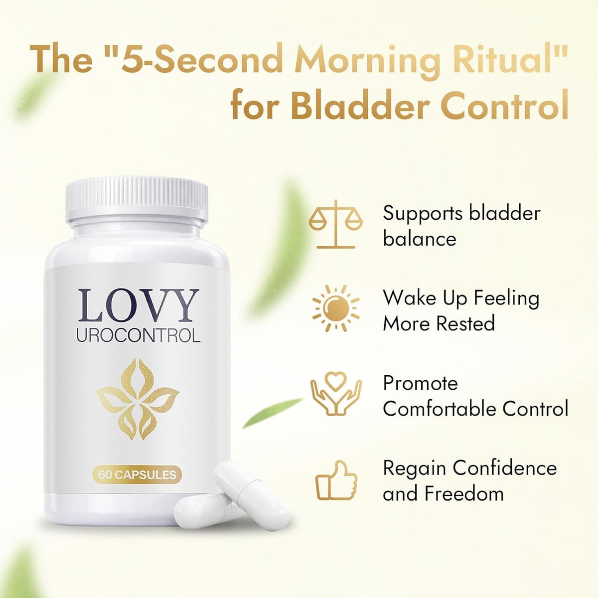 Lovy Urocontrol Capsules – Lovy Bladder Control Supplement with Magnesium, Cranberry & Pumpkin Seed, Herbal Blend for Men & Women, Non-Gmo & Gluten Free – 60 Capsules