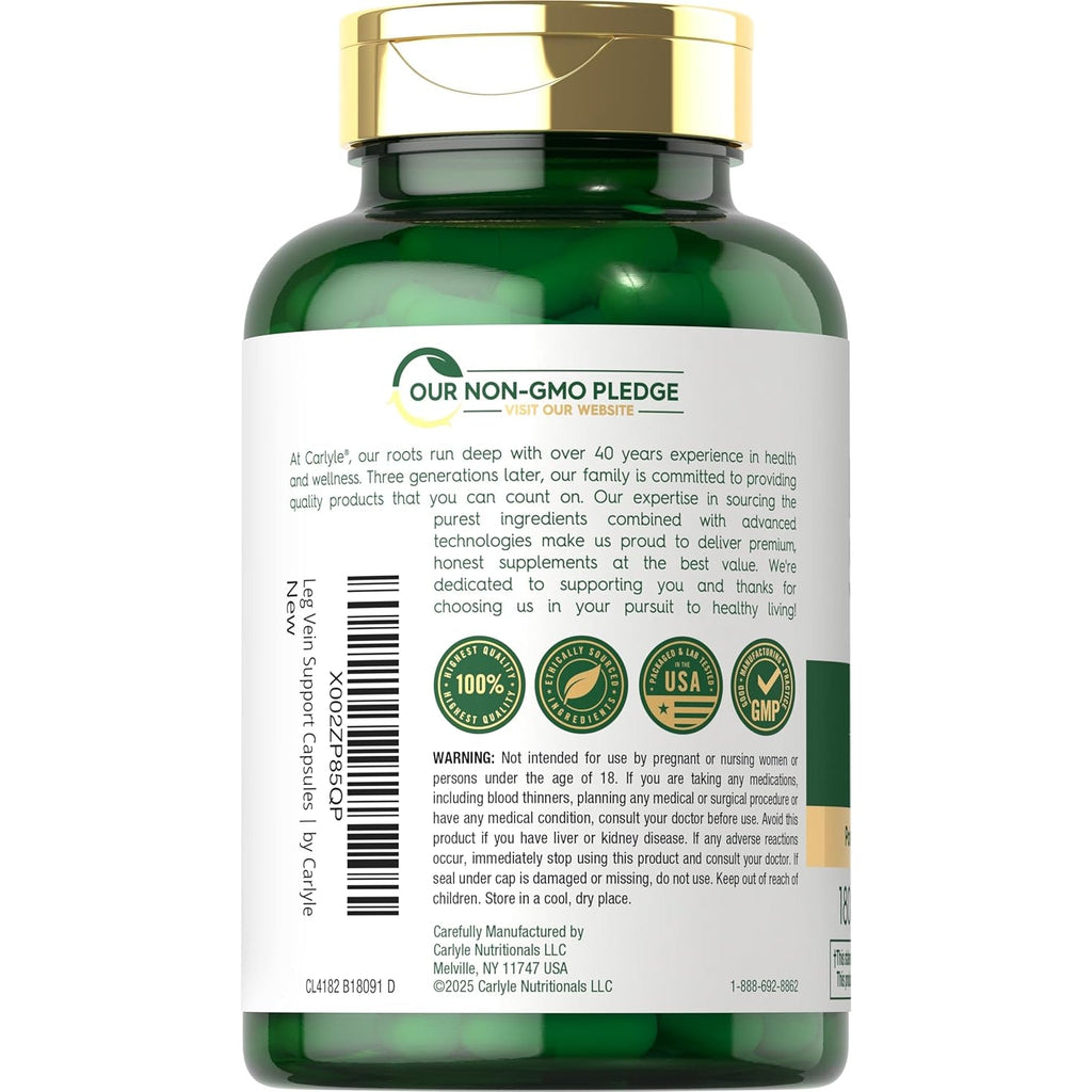 Carlyle Leg Vein Supplement | 180 Capsules | Supports Healthy Vein Function | Non-Gmo, Gluten Free