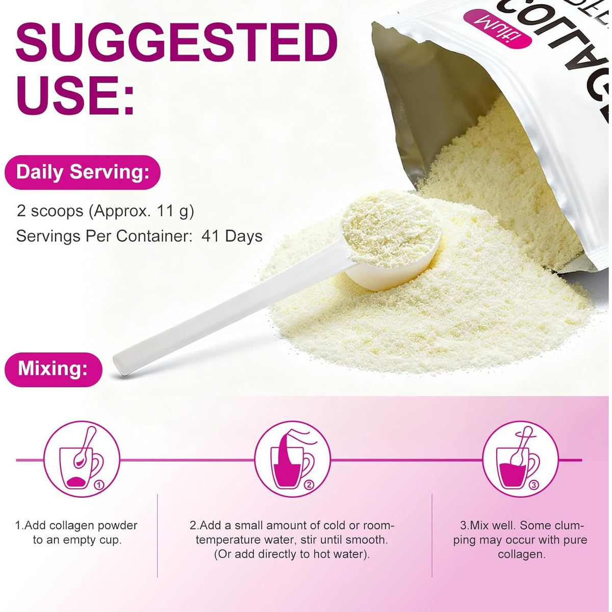 Multi Collagen Peptides Powder,Type I, II, III, V, X,With Biotin,Vitamin C,Hyaluronic Acid,Supports Healthy Joint, Hair, Skin & Nail Support,Grass-Fed, Non-Gmo,16Oz