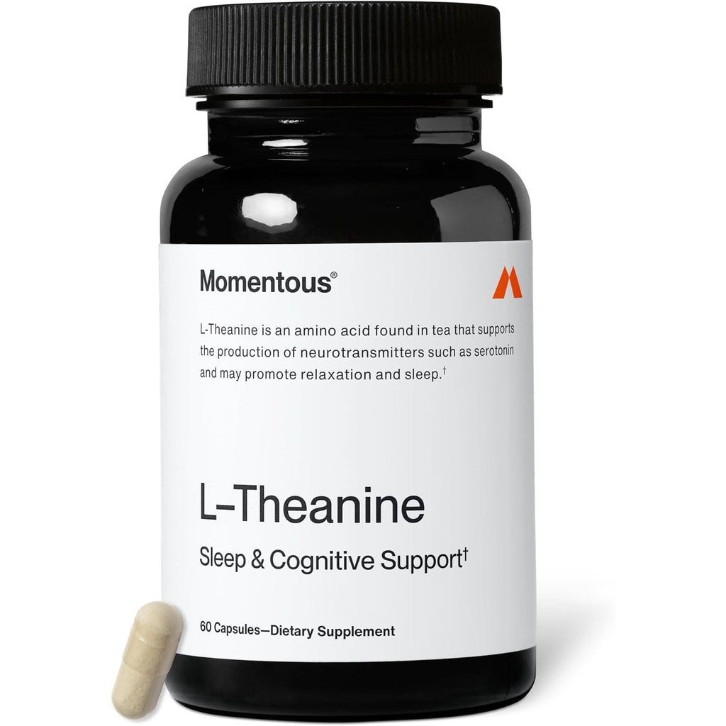 Momentous L-Theanine Supplement - 200 Mg Capsules to Promote Relaxation & Focus - NSF Certified for Sport - GMO- & Gluten-Free - 60 Servings