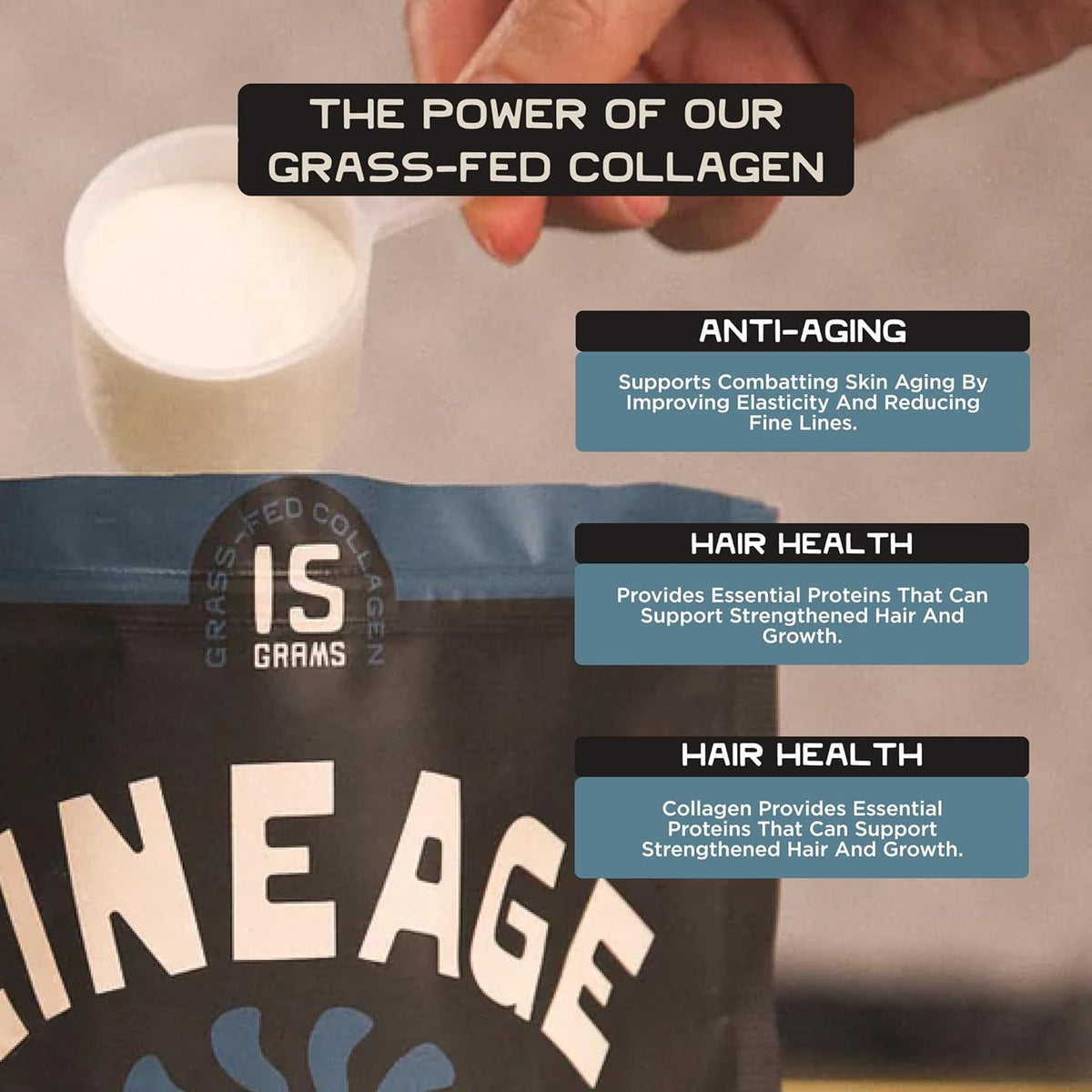 Lineage Provisions 100% Grass Fed Collagen Powder UNFLAVORED – Hydrolyzed Bovine Collagen Peptides with Trachea, Scapula, Eggshell Membrane – Collagen Protein Powder with Vitamin C – 30 Servings