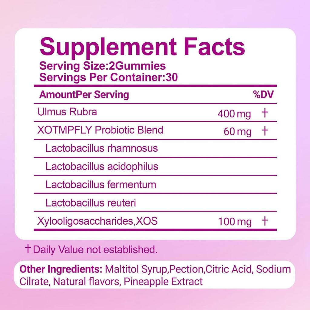 Her Juicy Feminine Probiotics Gummies for Women, with Slippery Elm, Supports Ph Balance, Gut Health & Immune System, Vegan, Gluten Free, Pineapple Flavor, 60 Count