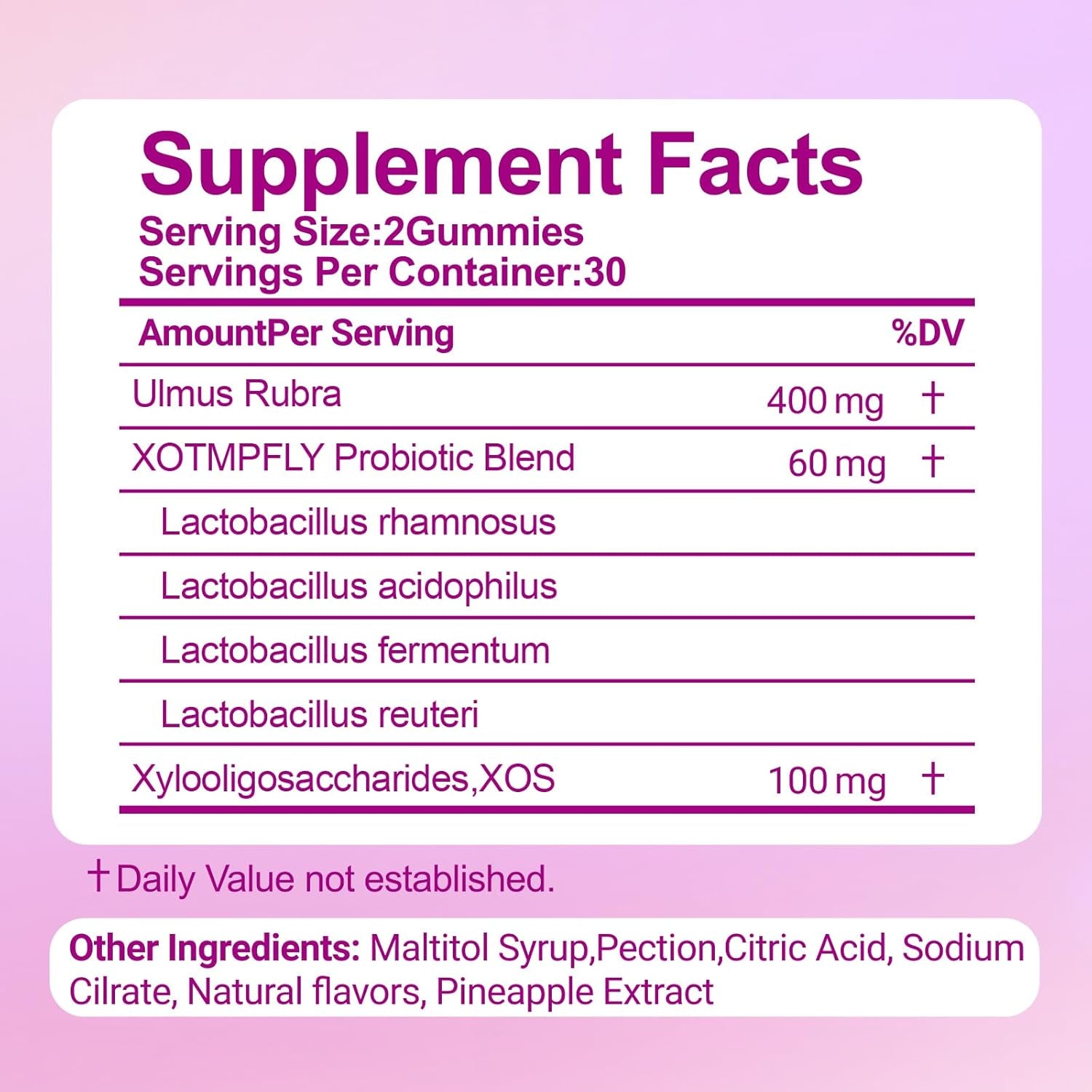 Her Juicy Feminine Probiotics Gummies for Women, with Slippery Elm, Supports Ph Balance, Gut Health & Immune System, Vegan, Gluten Free, Pineapple Flavor, 60 Count