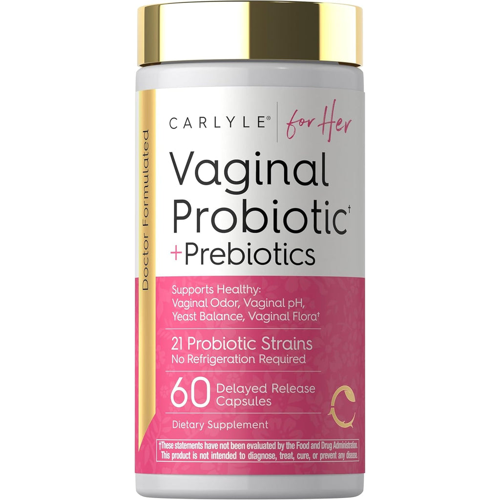 Carlyle Vaginal Probiotics for Women | 60 Capsules | with Prebiotics | Supports Healthy Odor, Ph, Yeast Balance, and Flora | Vegan, Non-Gmo, Gluten Free | for Her