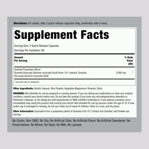 Piping Rock Graviola Soursop Capsules |120 Count | Leaf Supplement | Concentrated Herbal Fruit Extract | Non-Gmo, Gluten Free