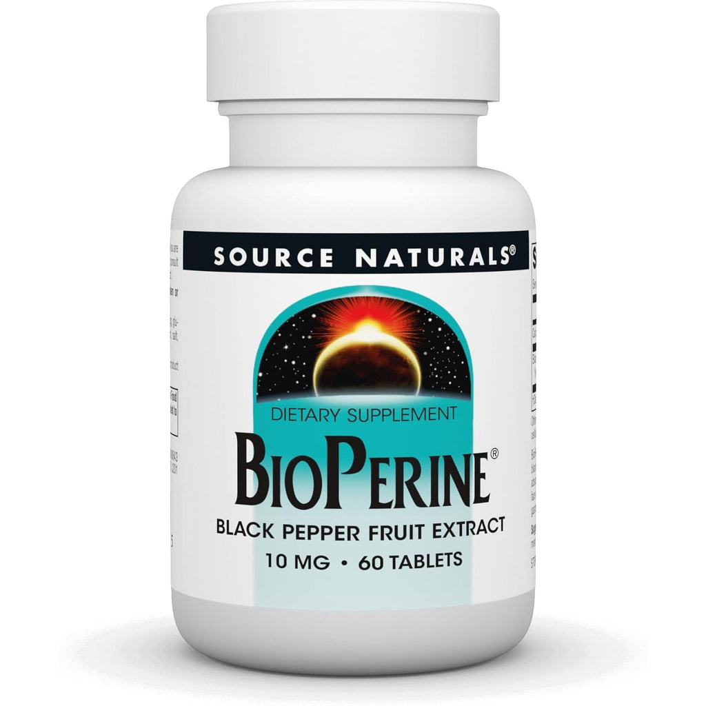 Source Naturals Bioperine, Black Pepper Fruit Extract - Promotes Nutrient Absorption - 60 Tablets