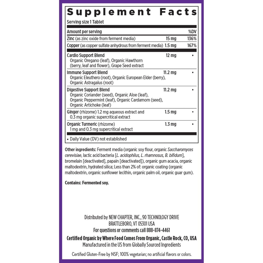 New Chapter Zinc Supplement, Fermented Zinc Complex, ONE Daily for Immune Support + Skin Health, Mineral-Balancing Formula Rich in Copper, Easy to Swallow & Digest, 60 Count (2 Month Supply)