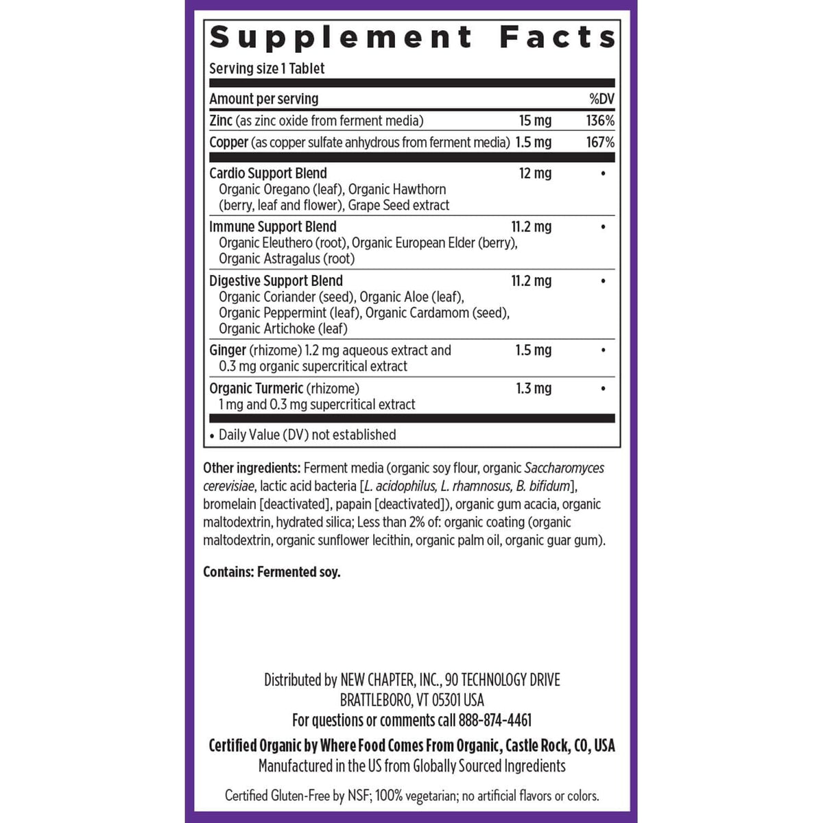 New Chapter Zinc Supplement, Fermented Zinc Complex, ONE Daily for Immune Support + Skin Health, Mineral-Balancing Formula Rich in Copper, Easy to Swallow & Digest, 60 Count (2 Month Supply)
