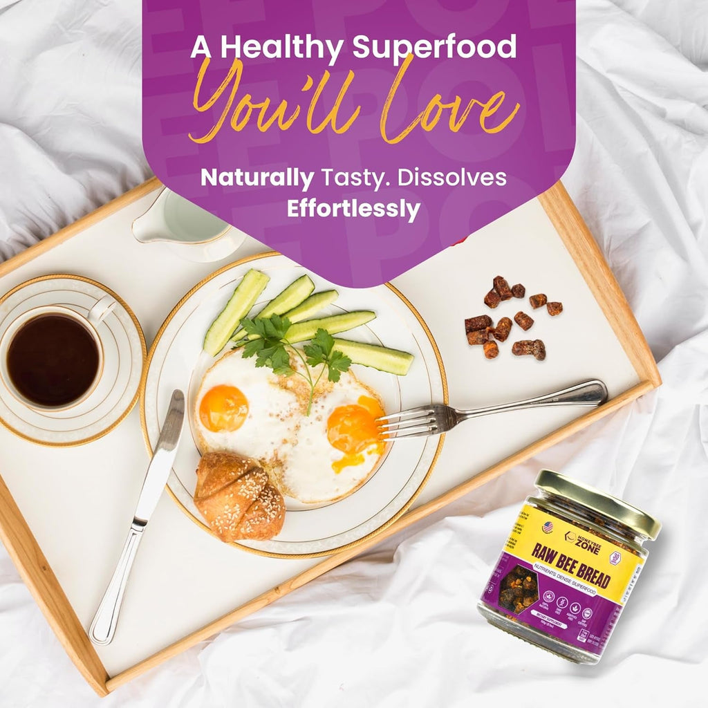 Honeybeezone-Raw Bee Bread-Perga, Fermented Bee Pollen Superfood, Single Ingredient Food, Nutrient-Dense, Naturally Fermented, Non-Gmo, Gluten-Free, 3.5 Oz