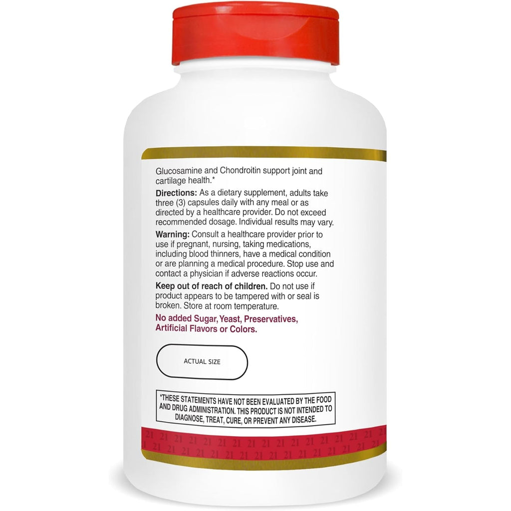 21St Century Double Strength Glucosamine Chondroitin (210 Count), Dietary Supplement for Joint & Cartilage Health, Supports Active Lifestyle, Non-Gmo, Gluten-Free Joint Supplements for Men & Women