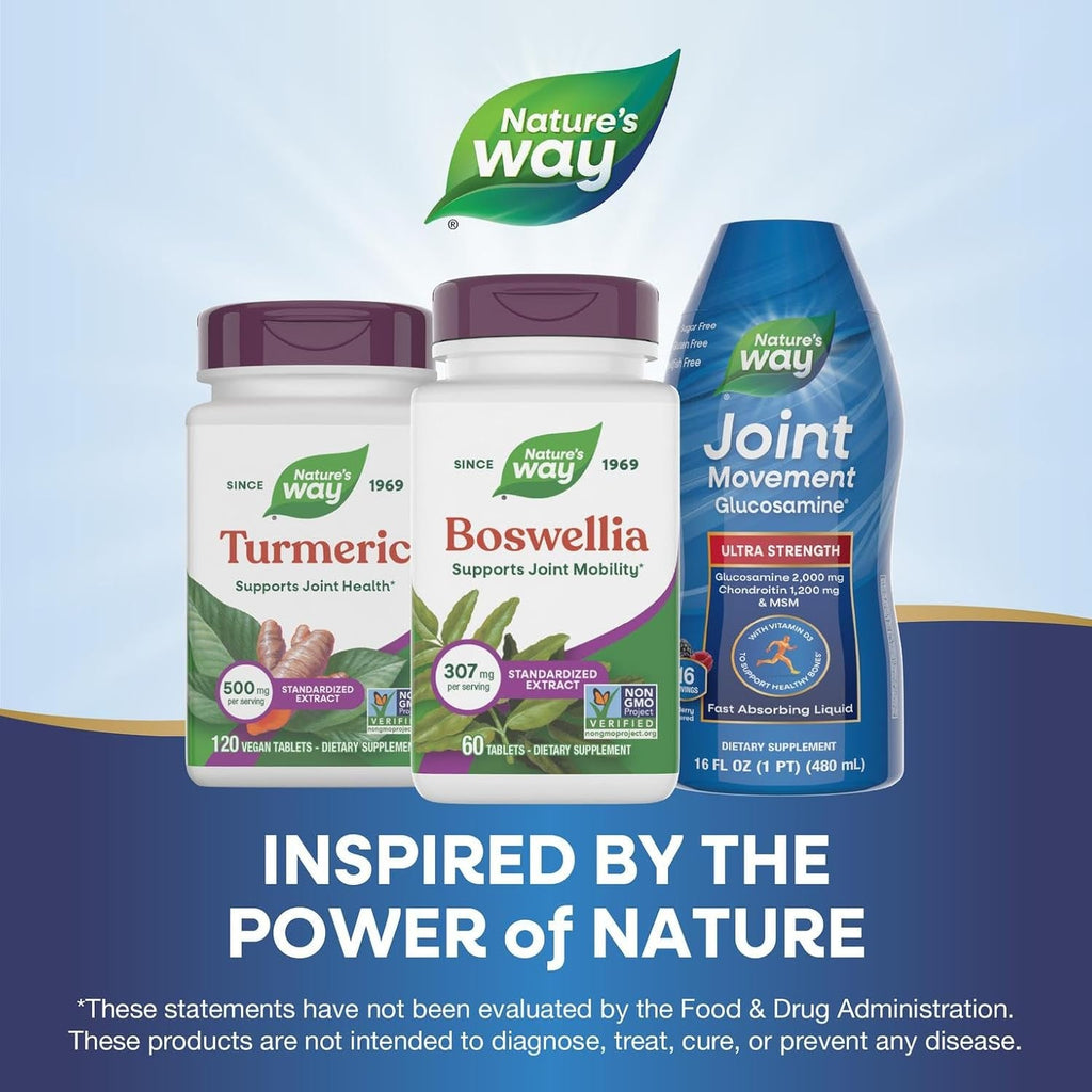 Nature'S Way Boswellia Standardized Extract, Supports Joint Mobility*, 307 Mg Boswellia Serrata Extract per Serving, Frankincense Supplement, Gluten Free & Vegan - 60 Tablets (Packaging May Vary)